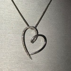 Zales Diamond Tilted Heart Necklace